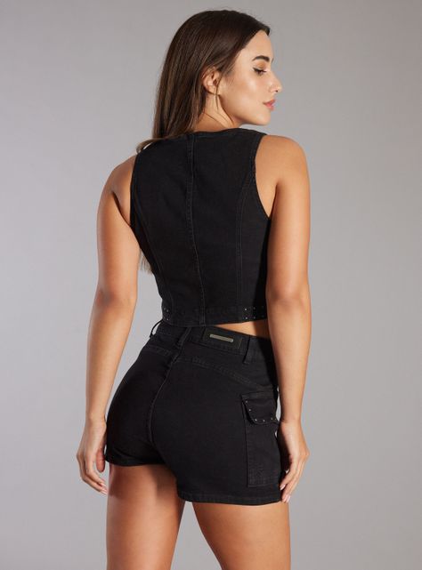 Polera Top Denim con Cierre-2