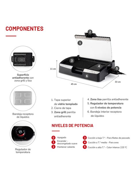 Parrillera Eléctrica 1500W TH-224 Negro-2