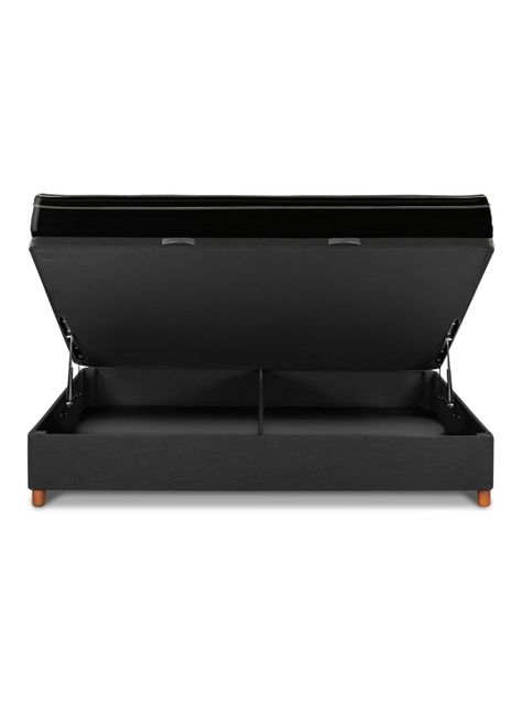 Cama Baúl Seven Plus 2 Plazas + Respaldo Design Gris + Velador Rover-3