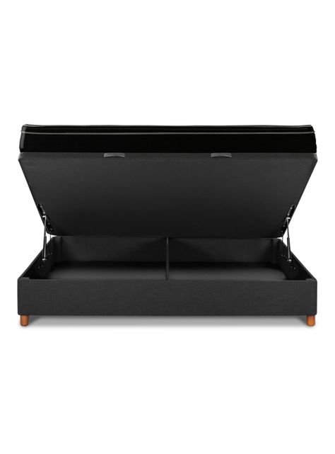 Cama Baúl Seven Plus 2 Plazas + Respaldo Modern Grafito + Velador Rover-3