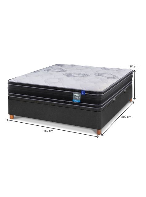 Cama Baúl Seven Plus 2 Plazas + Respaldo Modern Grafito + Velador Rover-1