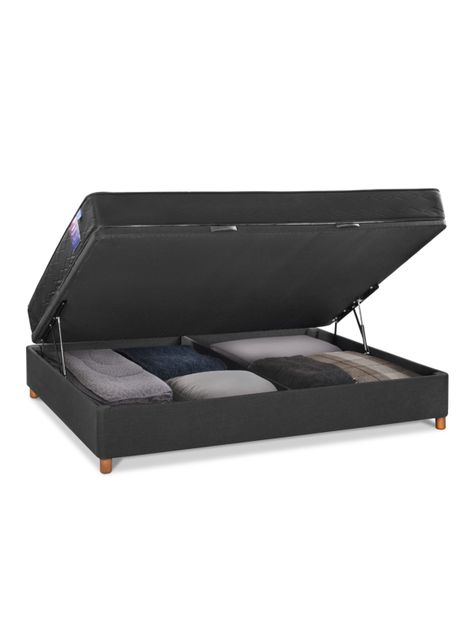 Cama Baúl Therapedic Plus 2 Plazas + Respaldo Royal negro-1