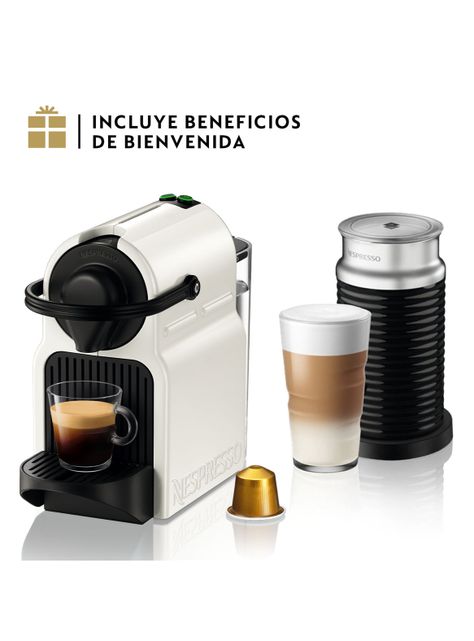 Cafetera de Cápsulas Inissia Blanca + Espumador de Leche Aeroccino 3-0