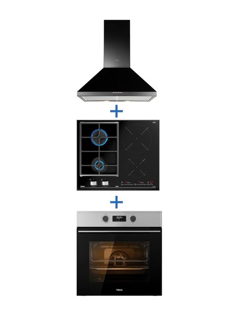 Kit Empotrable Horno HSB-635 + Encimera Hibrida Gas-Inducción JZC64322 + Campana DBB60 Negra-0