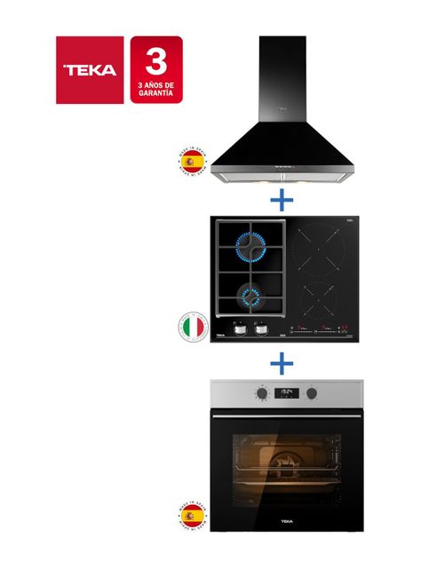 Kit Empotrable Horno HSB-635 + Encimera Hibrida Gas-Inducción JZC64322 + Campana DBB60 Negra-1