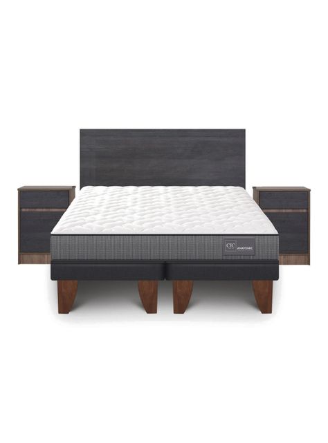 Cama Europea Anatomic 2 Plazas + Set Muebles Espresso-2