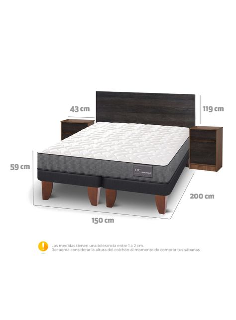 Cama Europea Anatomic 2 Plazas Base Dividida + Set Muebles Espresso-1