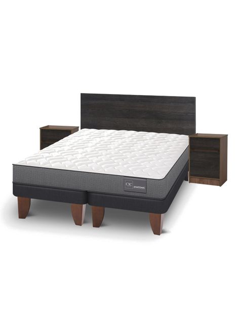 Cama Europea Anatomic 2 Plazas Base Dividida + Set Muebles Espresso-0
