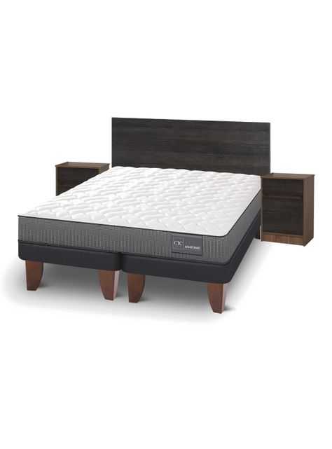 Cama Europea Anatomic King + Set Muebles Espresso-0