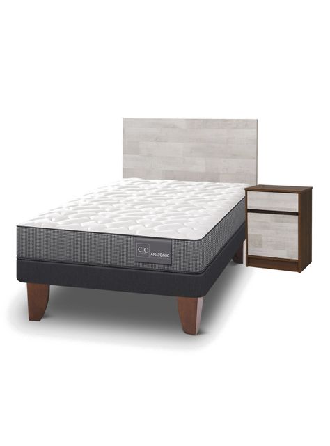 Cama Europea Anatomic 1.5 Plazas + Set Mueble Legno-0