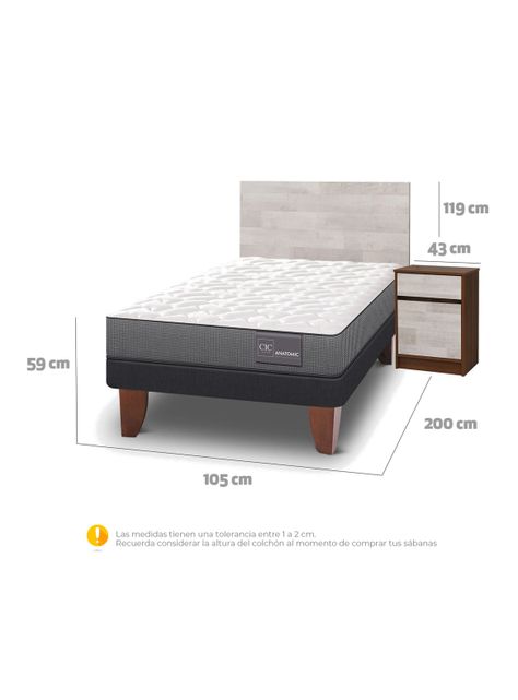 Cama Europea Anatomic 1.5 Plazas + Set Mueble Legno-2