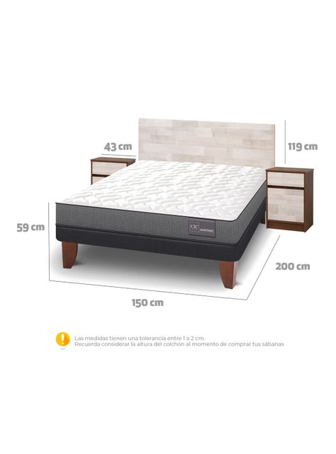 Cama Europea Anatomic 2 Plazas + Set Muebles Legno-1