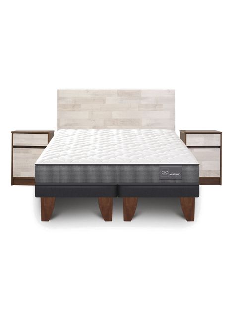 Cama Europea Anatomic 2 Plazas Base Dividida + Set Muebles Legno-2