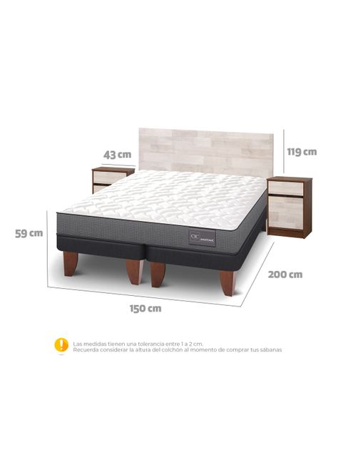 Cama Europea Anatomic 2 Plazas Base Dividida + Set Muebles Legno-1