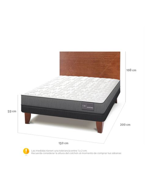 Cama Europea Anatomic 2 Plazas + Respaldo Villarrica-1