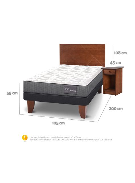 Cama Europea Anatomic 1.5 Plazas + Set Muebles Villarrica-1