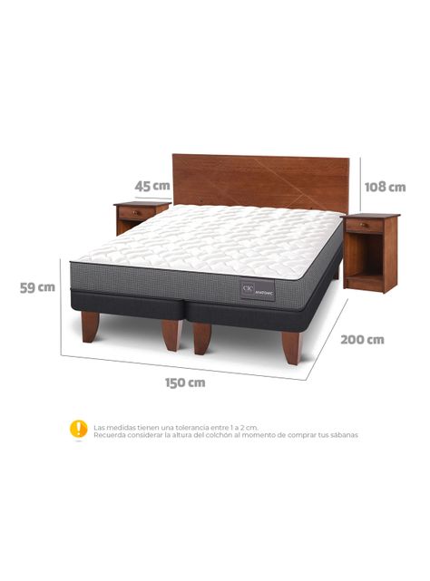 Cama Europea Anatomic 2 Plazas Base Dividida + Set Muebles Villarrica-1