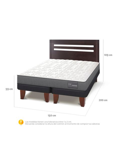 Cama Europea Anatomic 2 Plazas Base Dividida + Respaldo Múnich-1