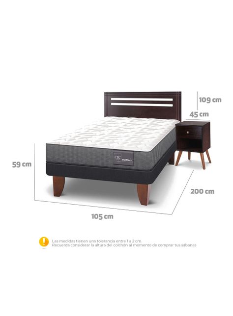 Cama Europea Anatomic 1.5 Plazas + Set Mueble Múnich-1