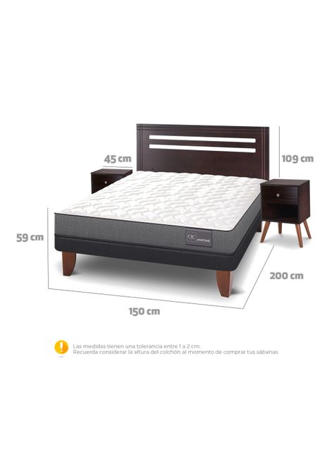 Cama Europea Anatomic 2 Plazas + Set Muebles Múnich-1