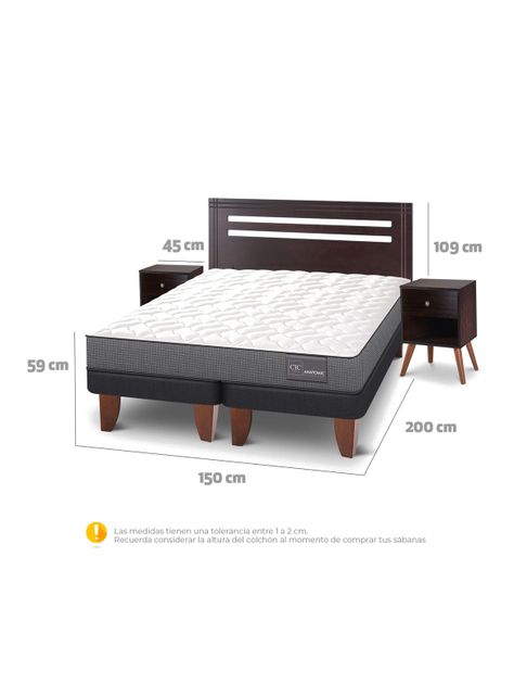 Cama Europea Anatomic 2 Plazas Base Dividida + Muebles Múnich-1