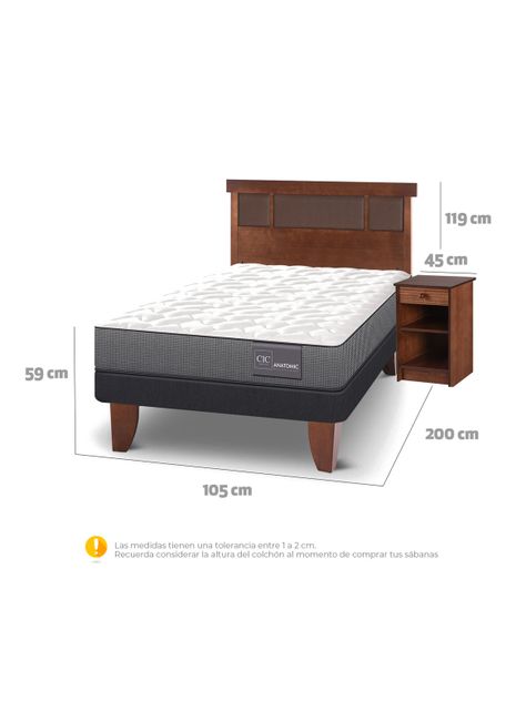 Cama Europea Anatomic 1.5 Plazas + Set Muebles Dublín Caramel-1