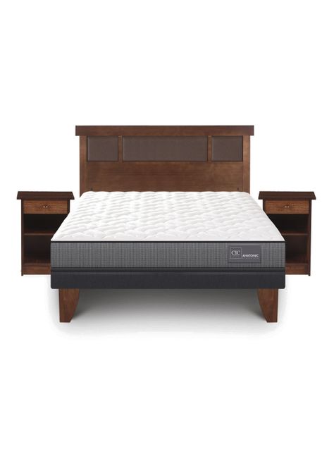 Cama Europea Anatomic 1.5 Plazas + Set Muebles Dublín Caramel-2