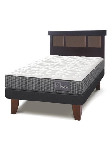 Cama Europea Anatomic 1.5 Plazas + Respaldo Dublin Chocolate-0