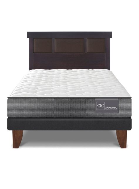 Cama Europea Anatomic 1.5 Plazas + Respaldo Dublin Chocolate-2