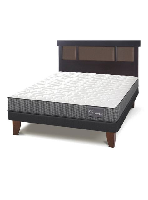 Cama Europea Anatomic 2 Plazas + Respaldo Dublín Chocolate-0