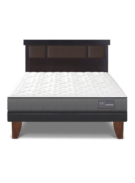 Cama Europea Anatomic 2 Plazas + Respaldo Dublín Chocolate-2