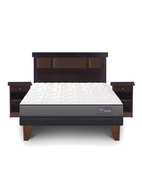 Cama Europea Anatomic 1.5 Plazas + Set Muebles Dublín Chocolate-2