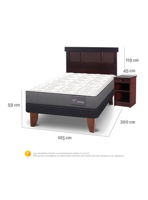 Cama Europea Anatomic 1.5 Plazas + Set Muebles Dublín Chocolate-1