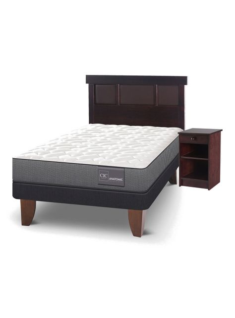 Cama Europea Anatomic 1.5 Plazas + Set Muebles Dublín Chocolate-0