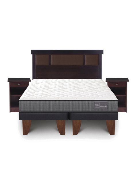 Cama Europea Anatomic 2 Plazas + Set Muebles Dublín Chocolate-2