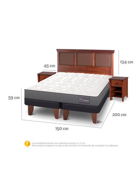 Cama Europea Anatomic Base Dividida 2 Plazas + Set Muebles Torino-1