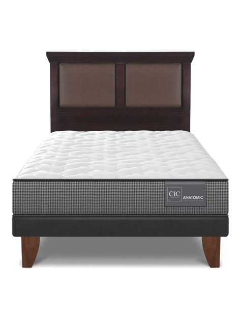 Cama Europea Anatomic 1.5 Plazas + Respaldo Torino Chocolate-2