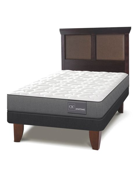 Cama Europea Anatomic 1.5 Plazas + Respaldo Torino Chocolate-0