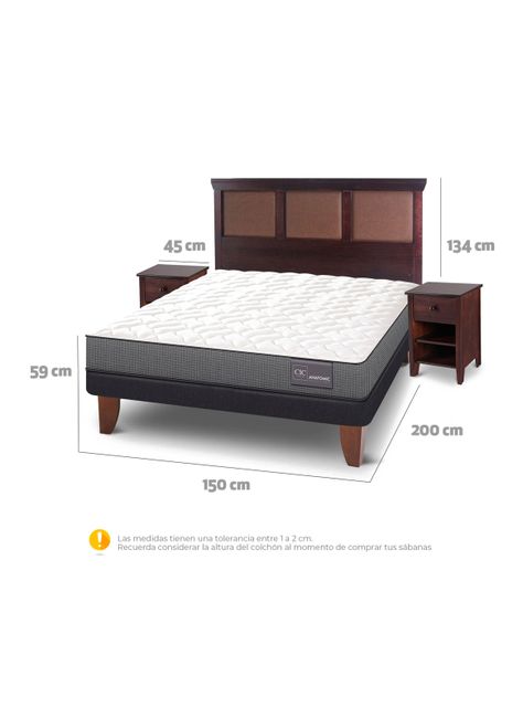 Cama Europea Anatomic 2 Plazas + Set Torino Chocolate-1