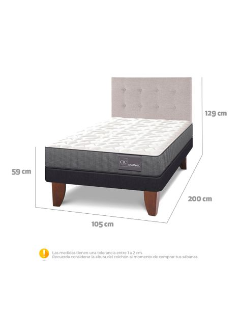 Cama Europea Anatomic 1.5 Plazas + Respaldo Tigris-1