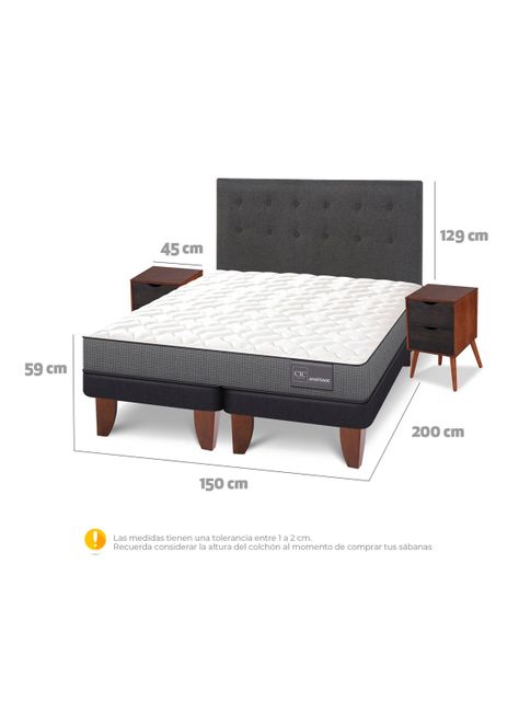 Cama Europea Anatomic 2 Plazas Base Dividida + Set Muebles Eufrates-1