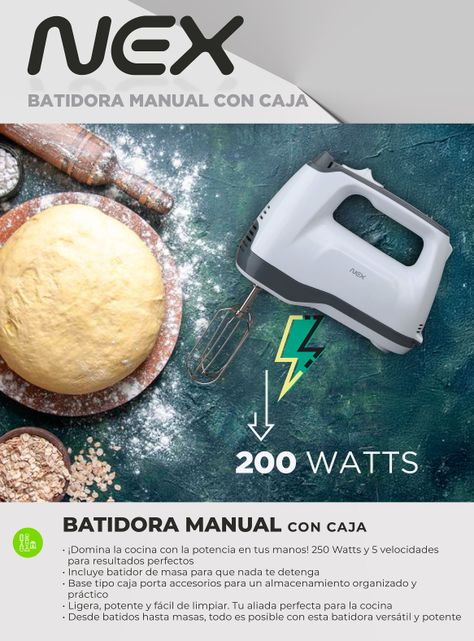 Batidora Manual con Caja para Accesorios 200W-7