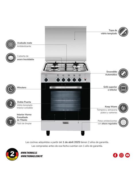 Cocina a Gas 4 Quemadores Florencia 1 Acero-3