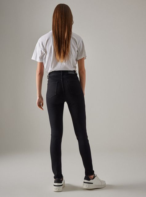 Jeans Básico Alto Denim Bolsillos-5