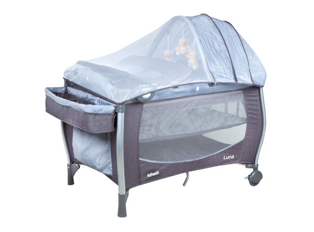 Cuna Infanti Playard Luna Gris Dots-2