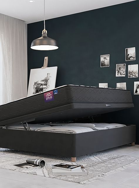 Cama Baúl Therapedic Plus 2 Plazas Respaldo + Velador Rock-5