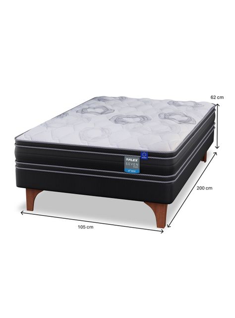 Cama Europea Seven Plus 1.5 Plazas + Respaldo Royal Negro + Velador Rock-1