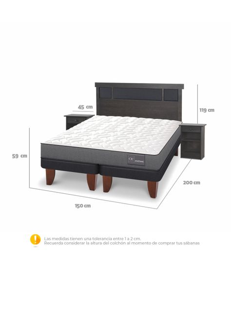 Cama Europea Anatomic 2 Plazas Base Dividida + Set de Muebles Dublín-1