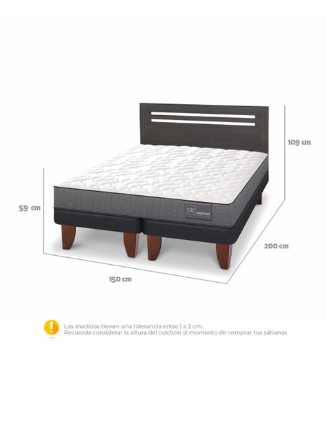 Cama Europea Anatomic Base Dividida 2 Plazas + Respaldo Munich Gris-1