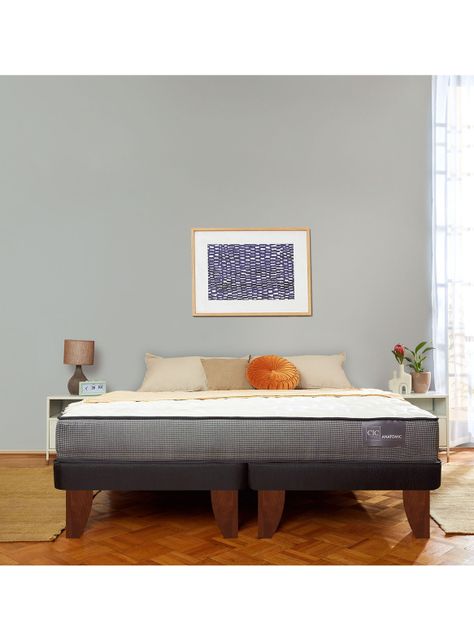 Cama Europea Anatomic 2 Plazas Base Dividida + Respaldo Gales-5